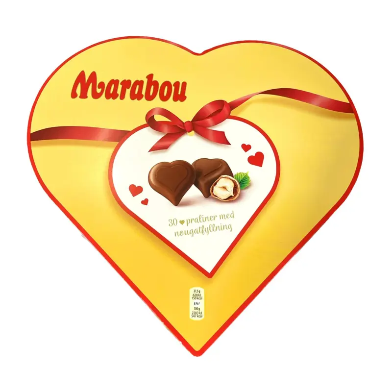Marabou Hearts, æske med nougat chokolade, 165g