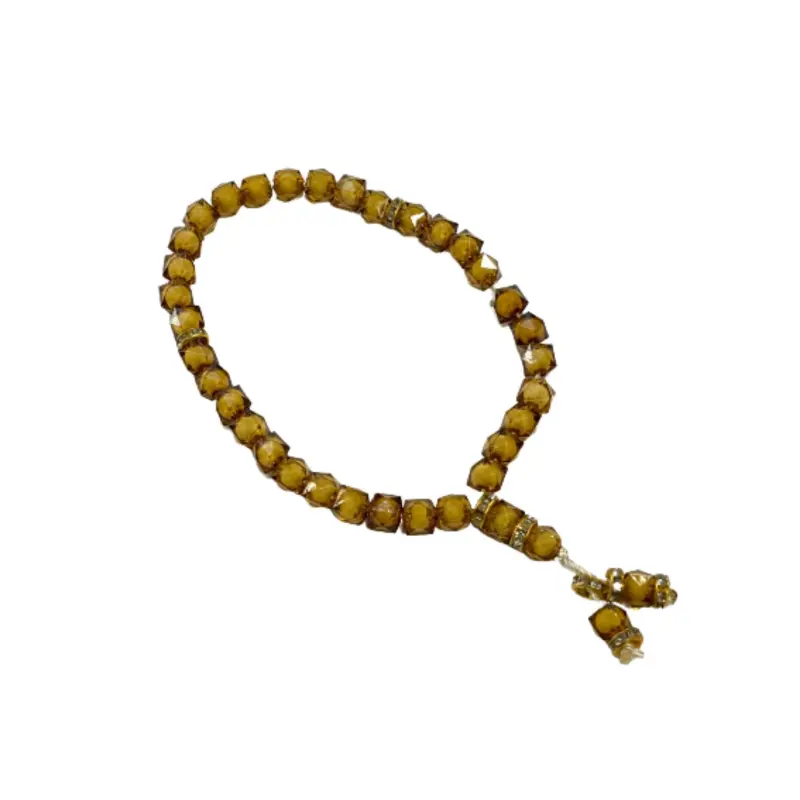 Olivien farvet Krystal tasbih, med 33 perler