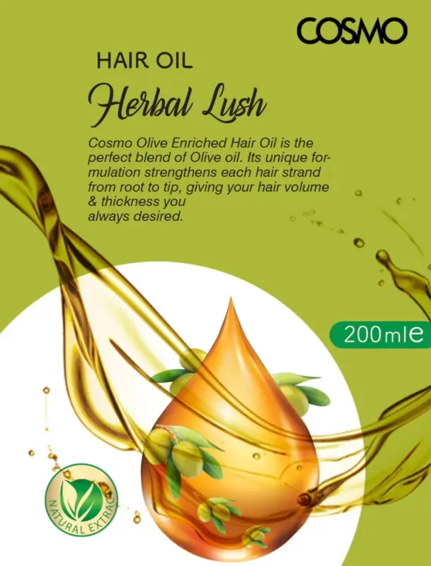 Cosmo Olivenolie til håret Herbal Lush, 200ml