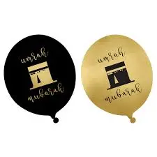 Umrah Mubarak Balloner i Sort og Guld 10 stk
