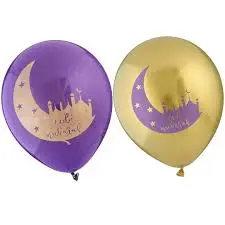 Eid Balloner i Lilla og Guld 10 stk