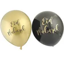 Eid Balloner i Sort og Guld 10 stk