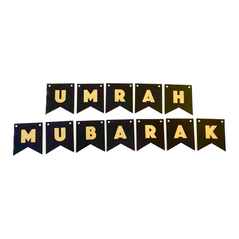 Umrah Mubarak banner i klassisk sort