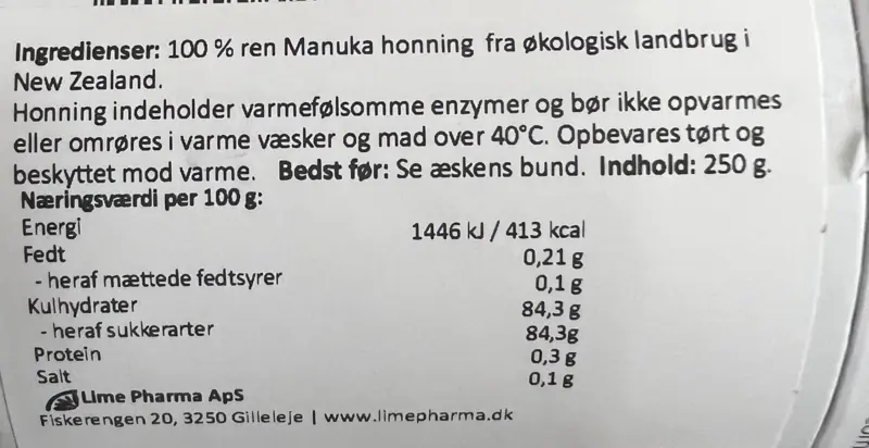 Bio Manuka Honig – Økologisk Manuka Honning 250g