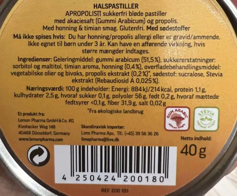 Pastiller Honning & Timian - Apropolis 40g