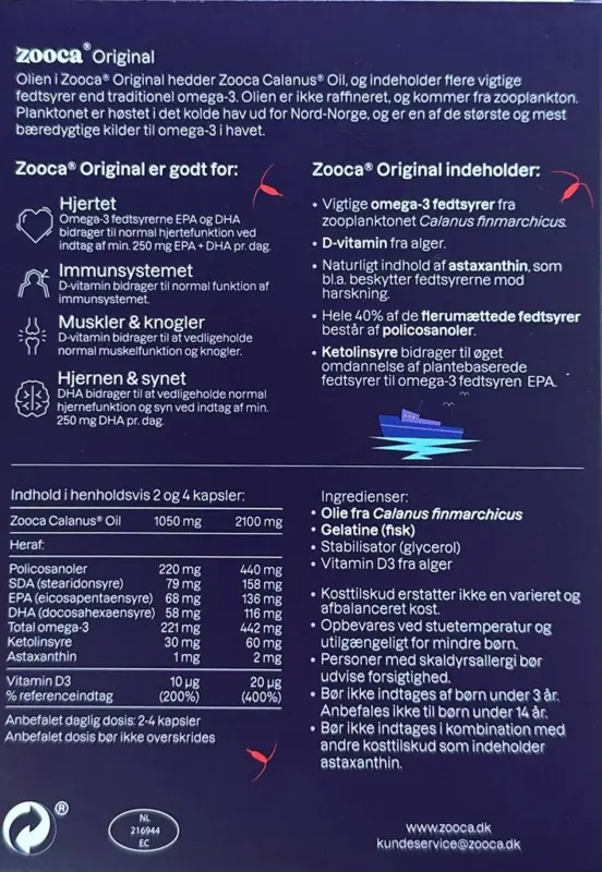 Zooca Original, Omega-3, 60 kapsler