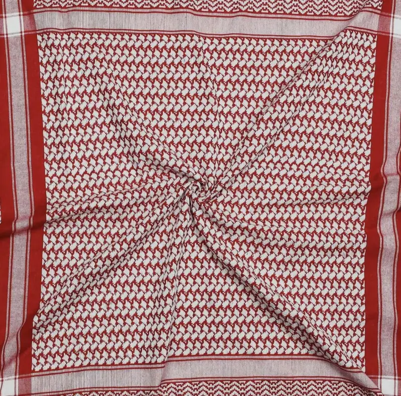 Palæstina tørklæde, keffiyeh, hvid/Rød
