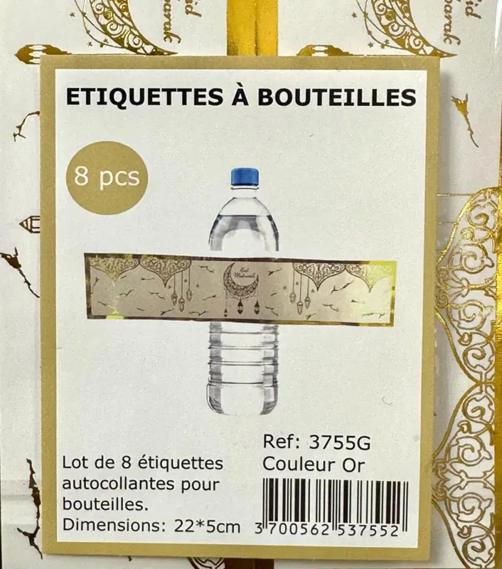 Eid Mubarak etiketter til flasker, 8 stk