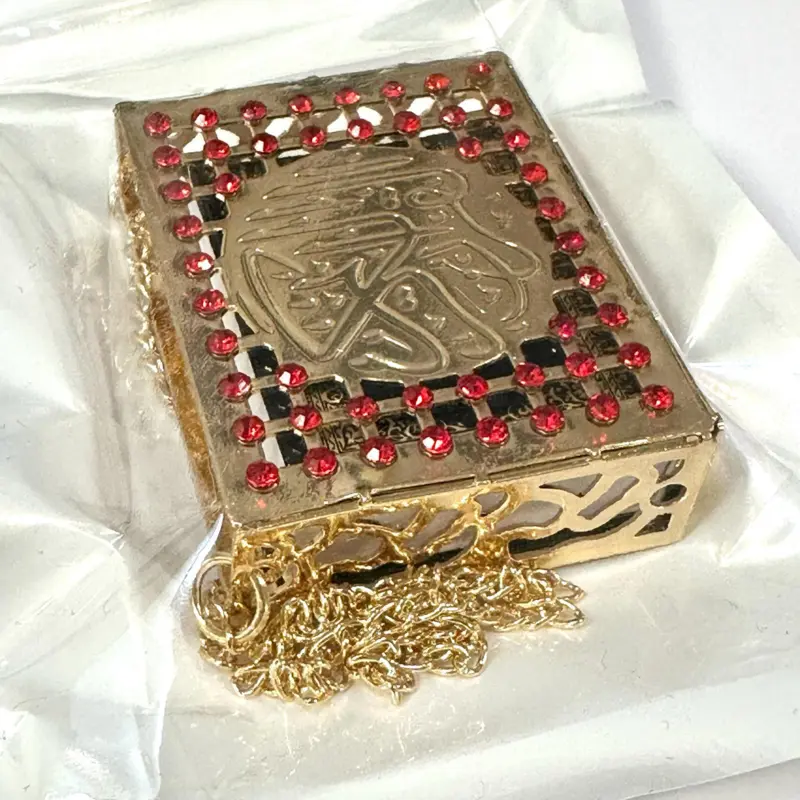 Mini koran i metalæske, guld/rød