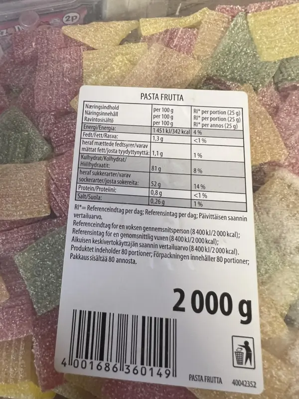 Pasta Frutta Haribo 2000 gram