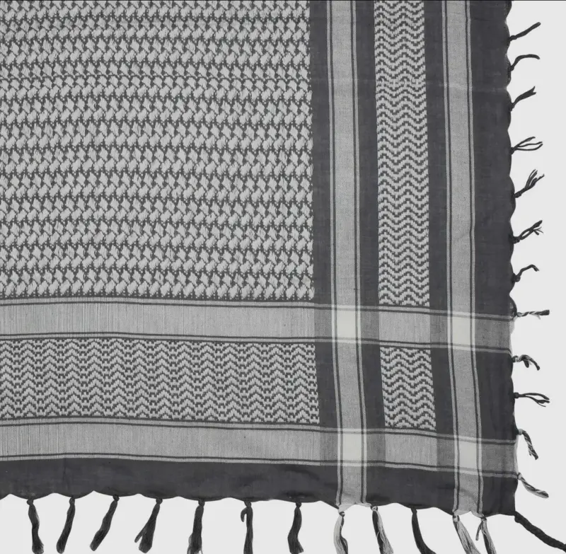 Palæstina tørklæde, keffiyeh, Grå/Hvid