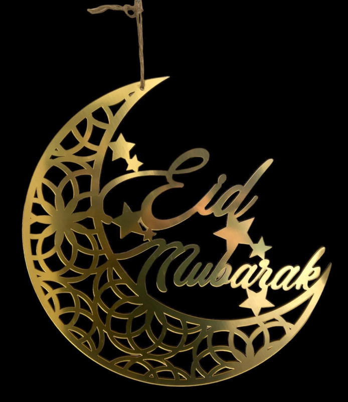 Stor gylden Eid Mubarak dekoration til ophæng