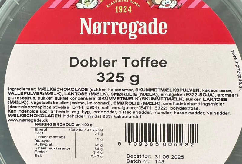 Dobler Toffee - Nørregade 325g