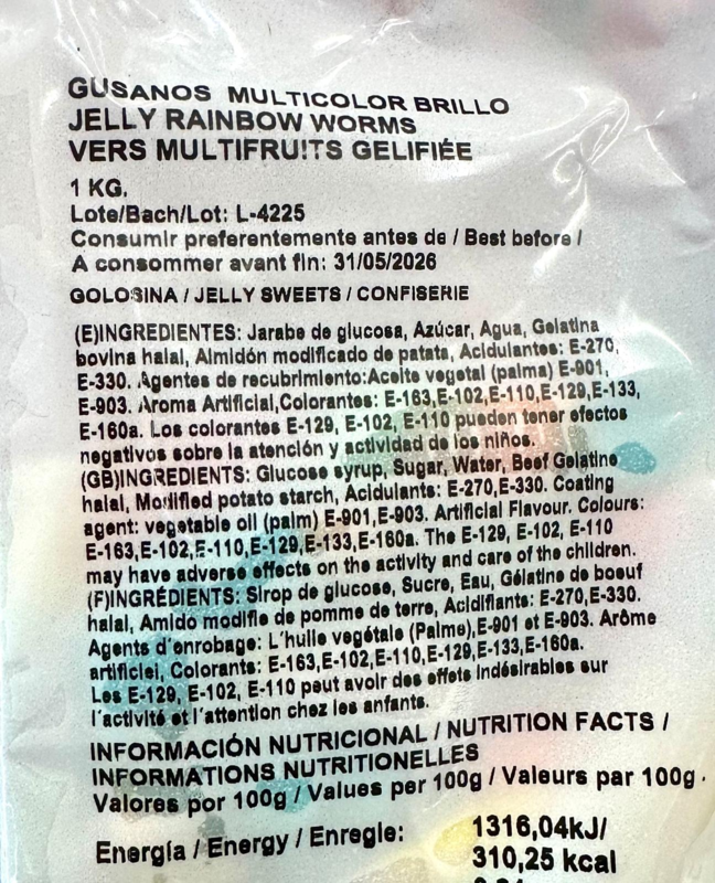 Jelly Rainbow worms, Dulceplus, 1kg