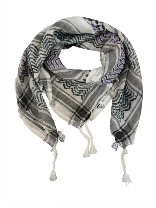 Palestina Halsduk, Keffiyeh, Vit med Lila/Grön