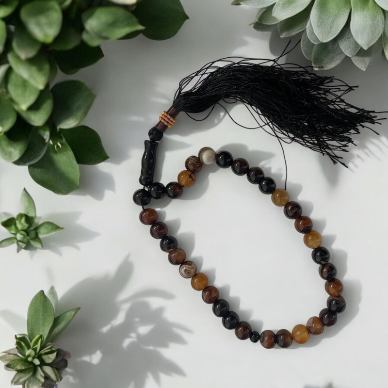 Tigers Eye Tasbih M. Agate Sten 33 Perler