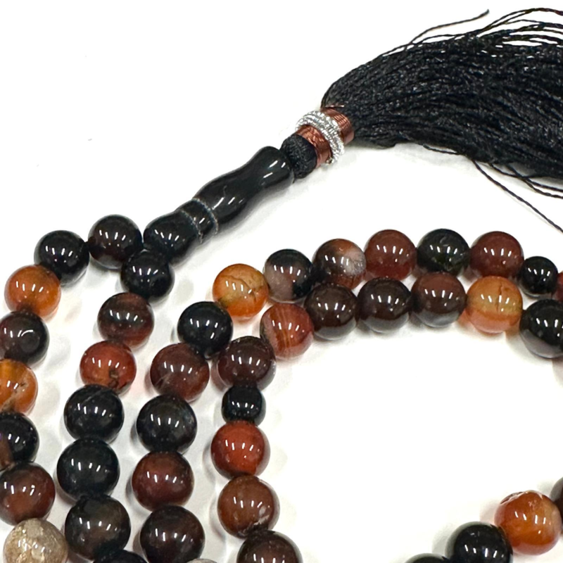 Tigers Eye Sort Agate Sten Tasbih 99 Perler