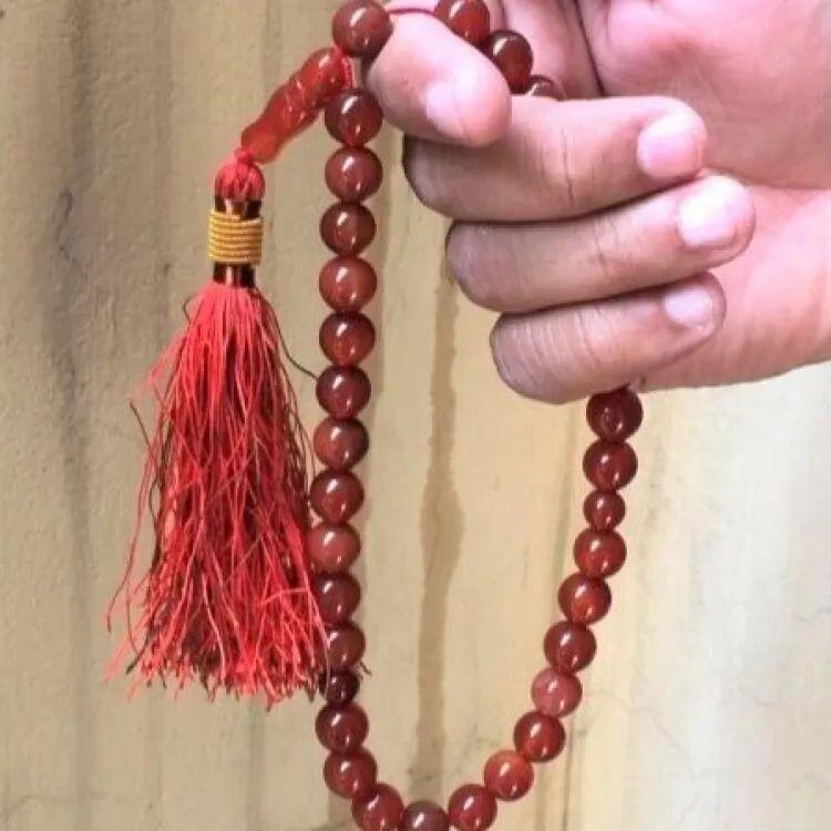 Rav Farvet Tasbih i Agate Sten 33 Perler