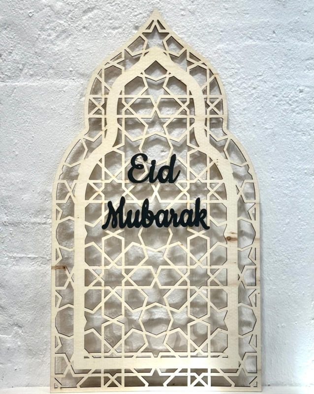 Stor Eid Mubarak Mihrab træpynt