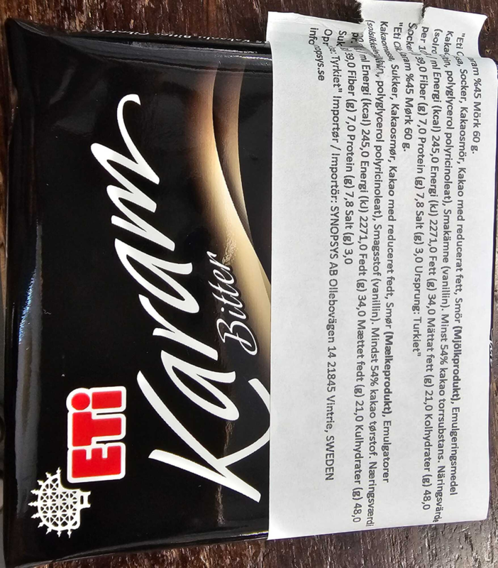 Eti Karam Bitter Chocolate with 45% Cocoa Bedst før (30/07-25)