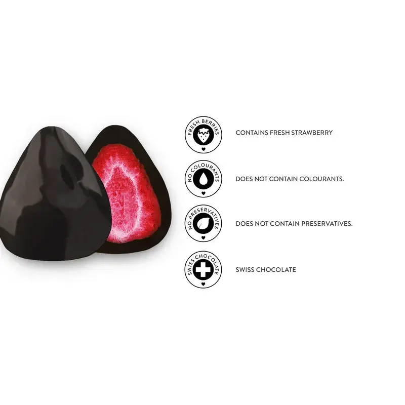 Frysetørrede Jordbær med Mørk Chokolade Dragée, Patislove 80g
