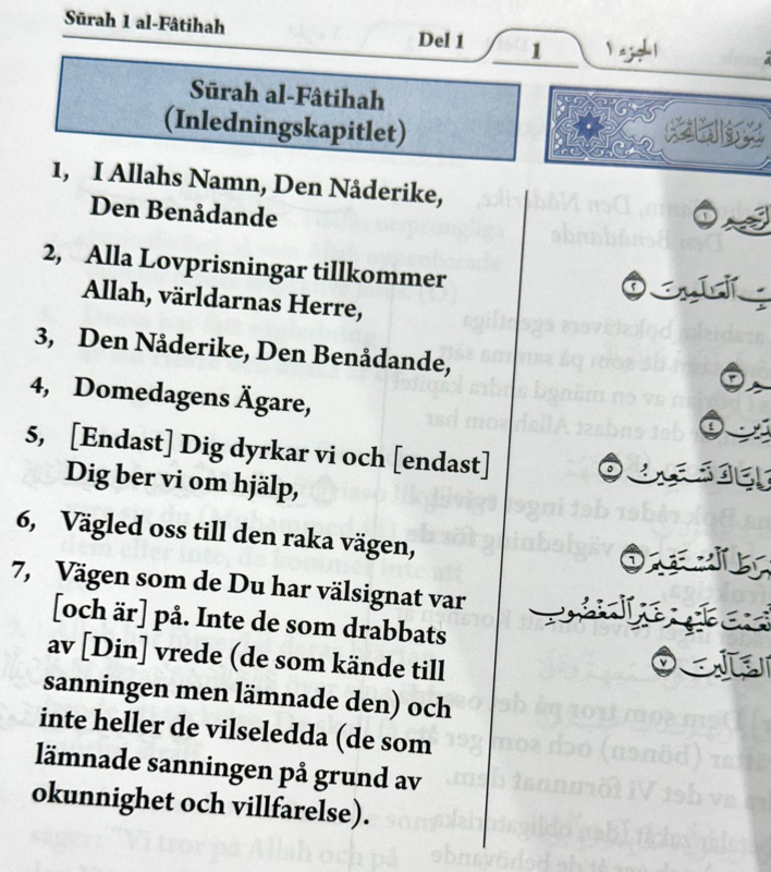 Den Ädla Koranens fem första delar