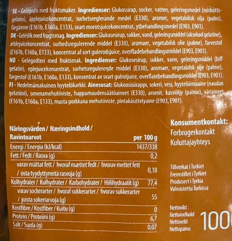 Fruktdjur, jellioo, 1000g