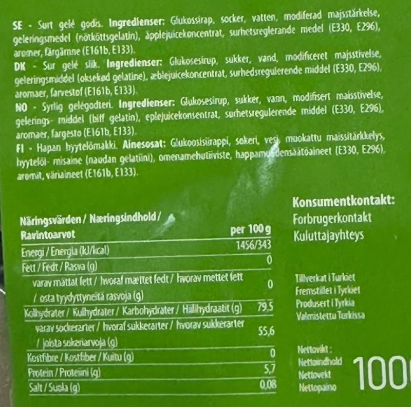 Stor grön sur groda, jellioo, 1000g