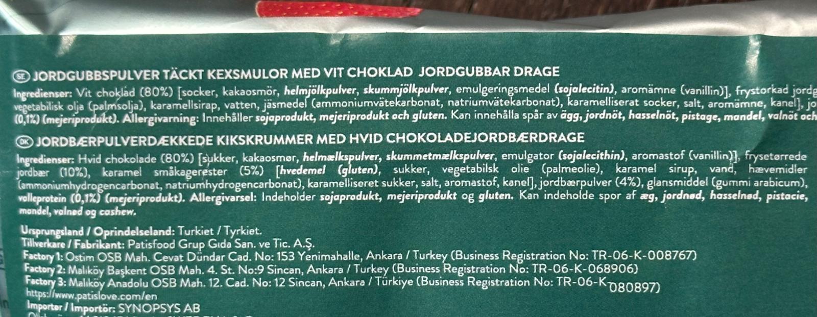 Frysetørret Jordbær Cheesecake og Hvid Chokolade, Patiswiss