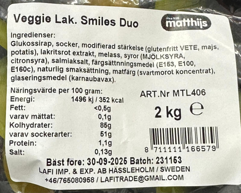 Smiles Duo, Veggie, Lakritz, 2kg