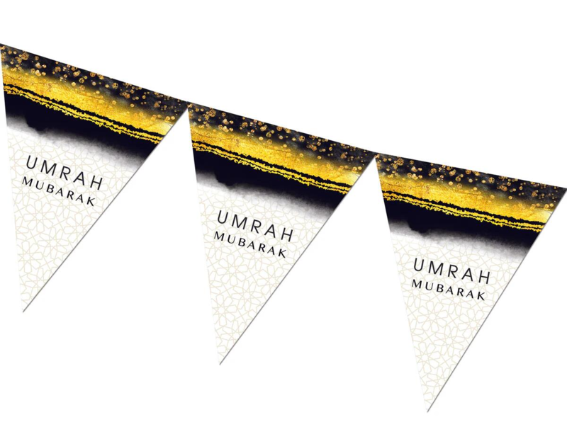 Umrah Mubarak Bunting i sort og guld