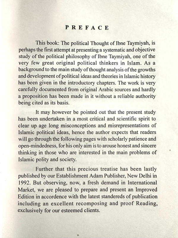 The Political Thought of IBN TAYMIYYAH