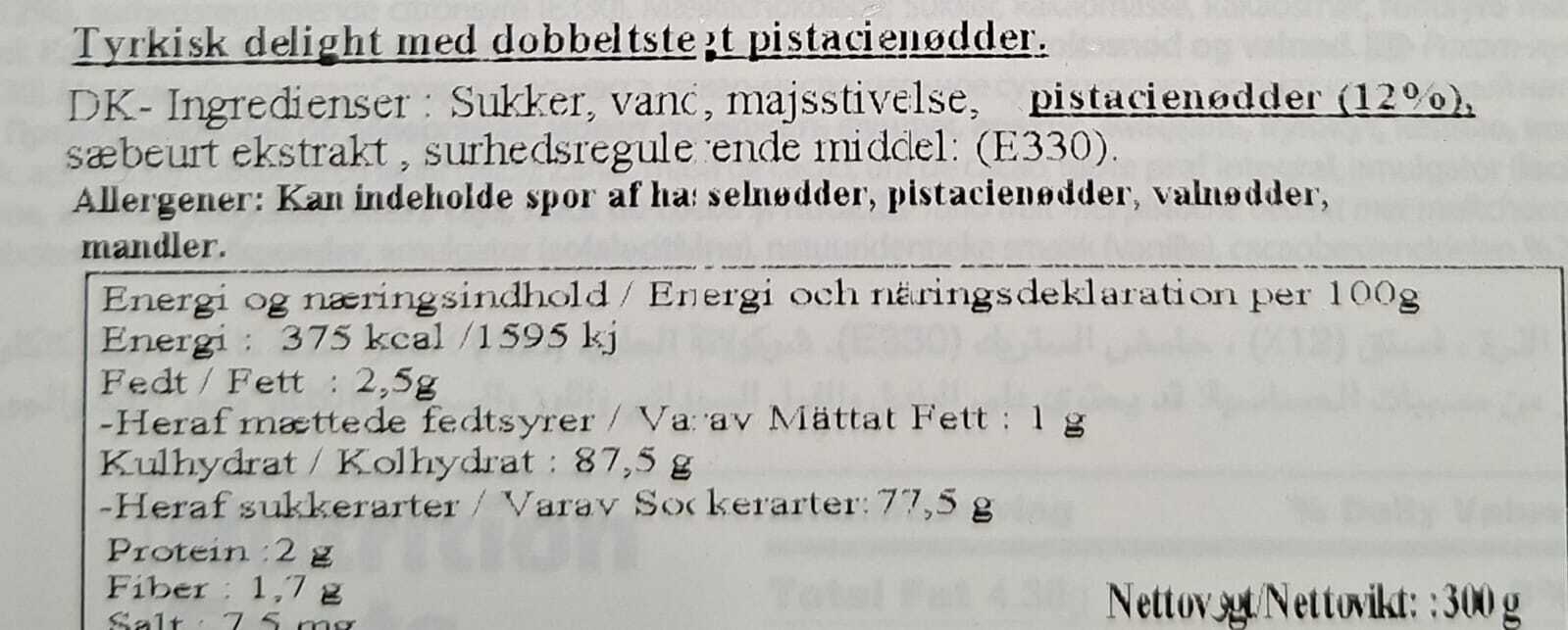 Usaş Turkish Delight med Pistacie, 300g