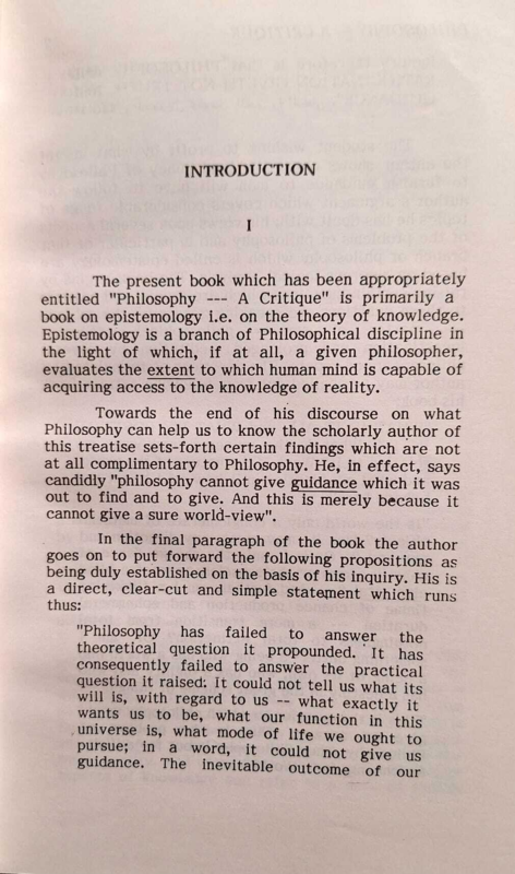 Philosophy A Critique