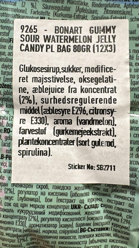 Sour Watermelon, bonart, 80g