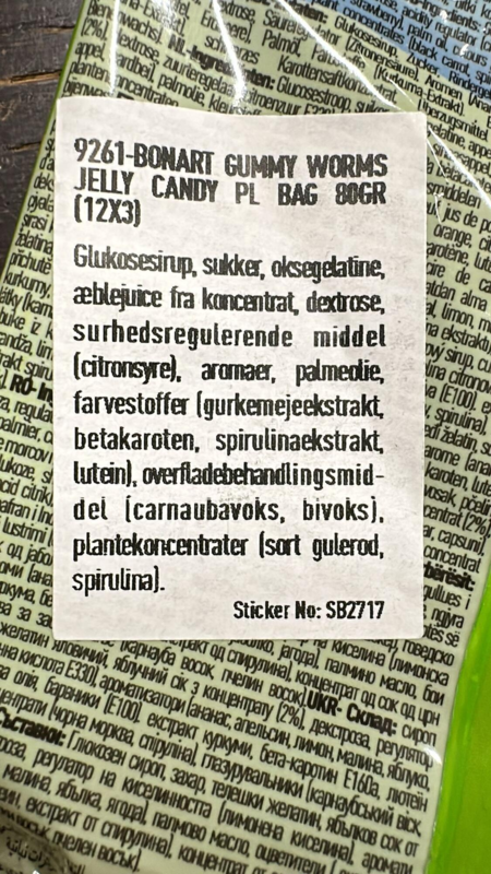 Gummy Worms, bonart, 80g