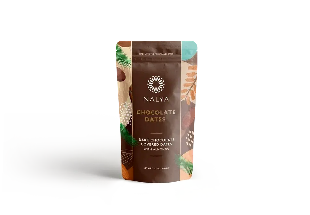 Dadler med mandler og mørk chokolade-100 gr.