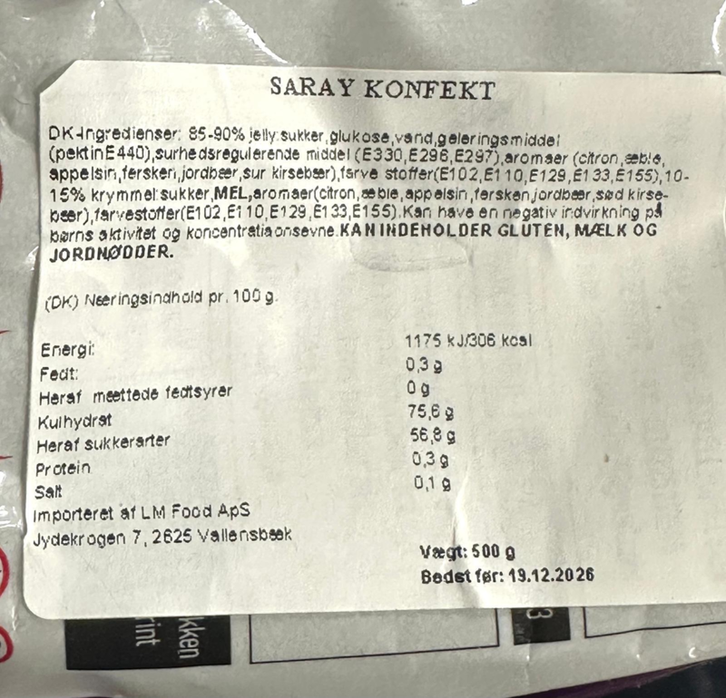 Jelly candy konfekt, Saray, 500g