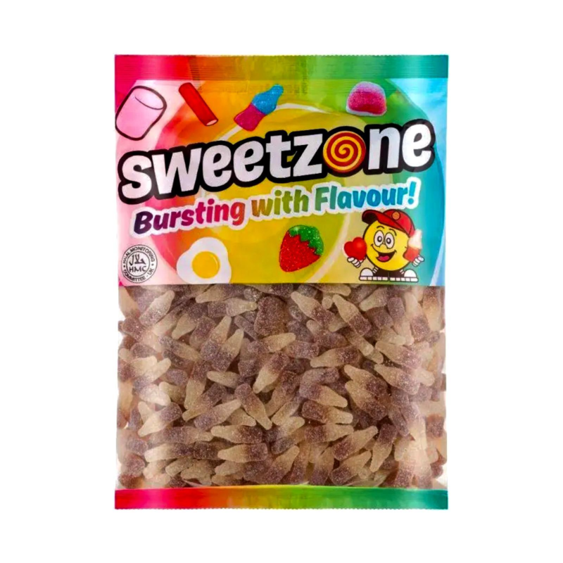 Fizzy cola bottles, sweetzone, 1kg (bedst før 10-01-2026)