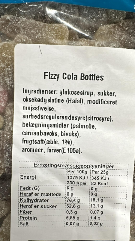 Fizzy cola bottles, sweetzone, 1kg (bedst før 10-01-2026)