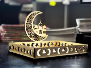 eid og ramadan serveringsbakke i træ to