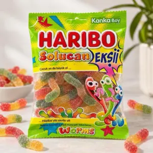 Sour Worms, Haribo 70g (BEDST FØR 13/9 2026)