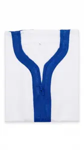 Hvid Thobe med Blåt Broderi