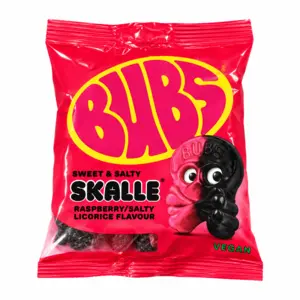 Hindbær og lakrids skalle, bubs, 155g