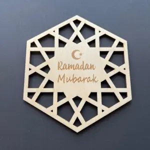 Ramadan Mubarak pynt i træ (Håndlavet)