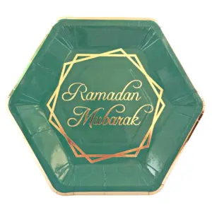 Ramadan Mubarak festtallerkener  - Grøn & Guld