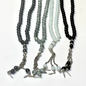 Klassisk perle tasbih med sølv detaljer, 99 perler (4 farver)