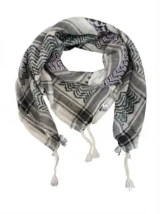Palästina Schal, Keffiyeh, Weiß mit Lila/Grün