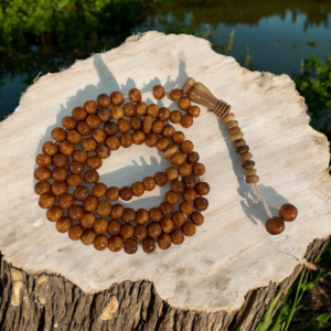 Ægte Håndlavet Træ Tasbih 99 Perler Karamelfarvet