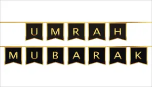 Umrah Mubarak Banner i guld og sort